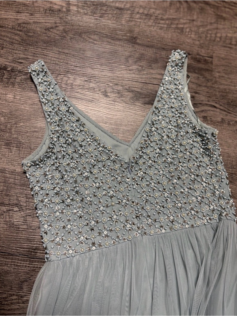 Adrianna Papell Light Blue Beaded Chiffon Dress - Picture 8 of 10